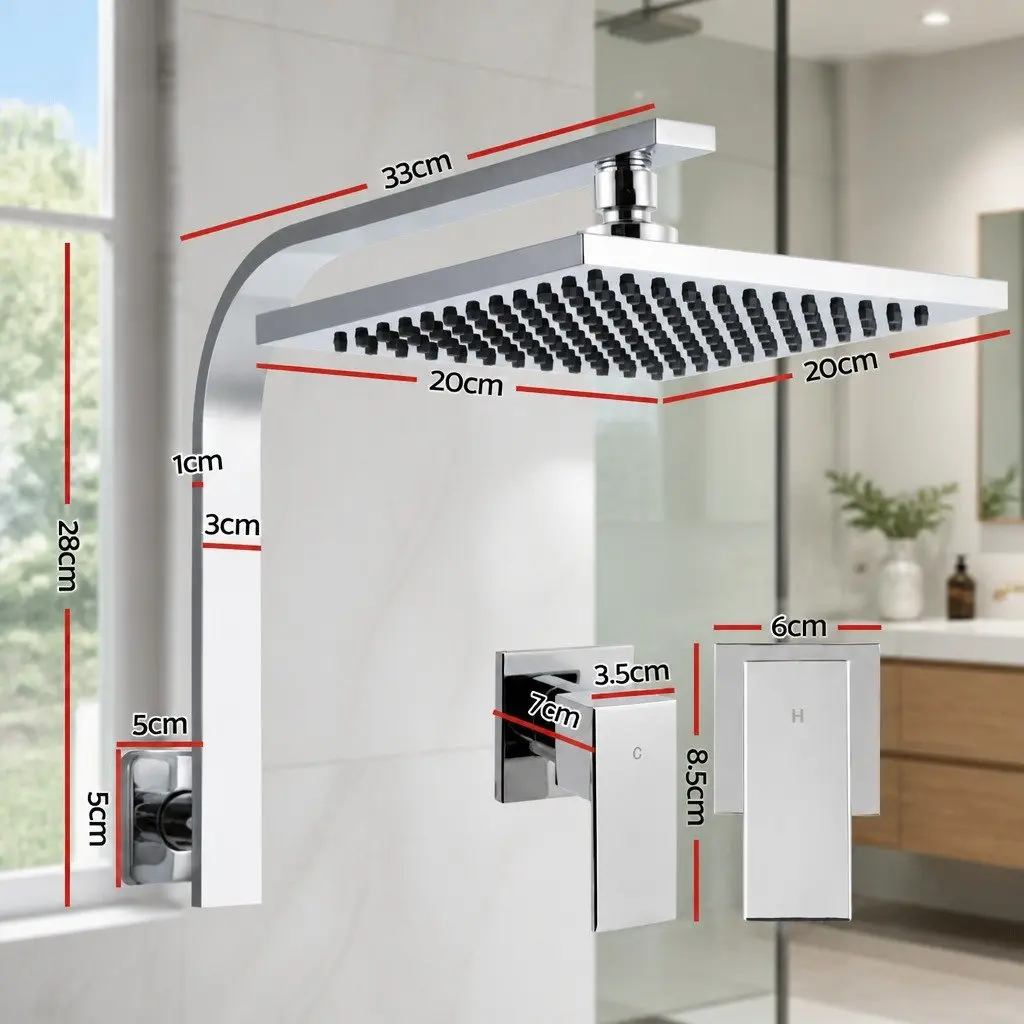 8-Inch Rain Shower Head and Tap Set