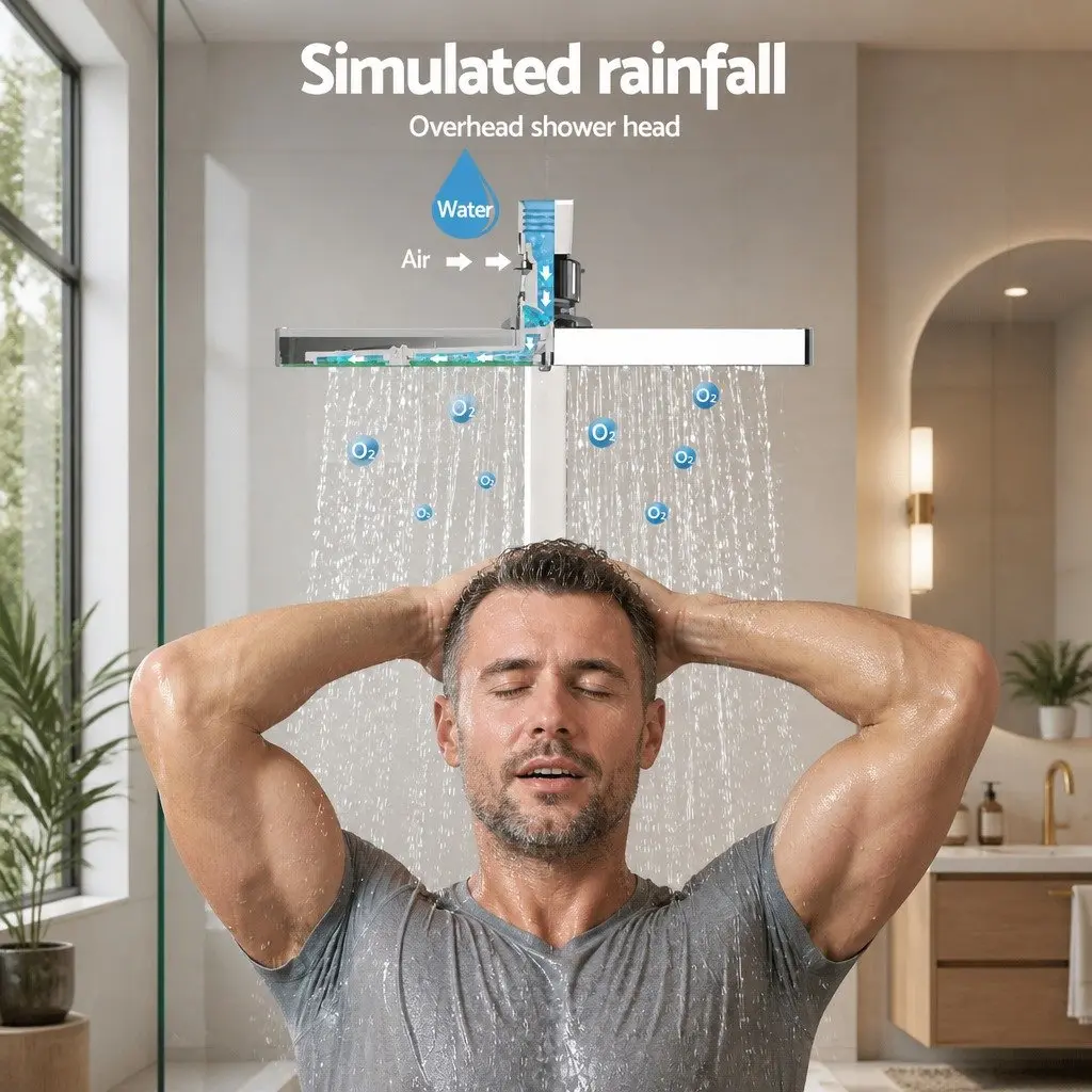 8-Inch Rain Shower Head and Tap Set