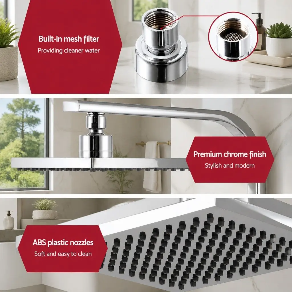 8-Inch Rain Shower Head and Tap Set