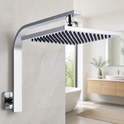 8 Inch Rain Shower Head Wall Mount Square Chrome High Pressure Rainfall Overhead