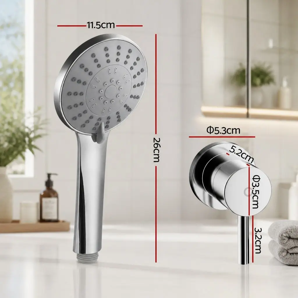 Handheld Shower Head 4.5" Round Silver Chrome Wall Mounted Twin Swivel Bathroom