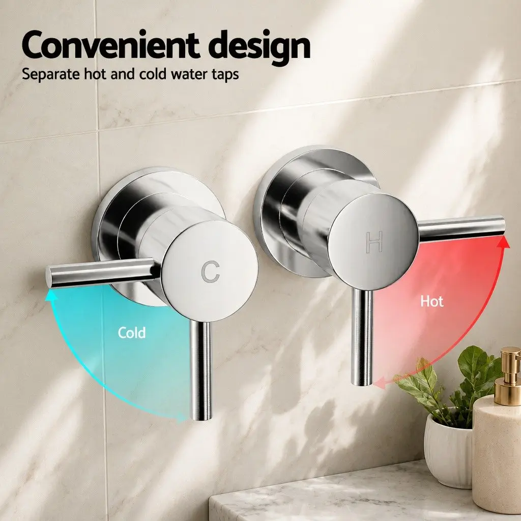 Handheld Shower Head 4.5" Round Silver Chrome Wall Mounted Twin Swivel Bathroom