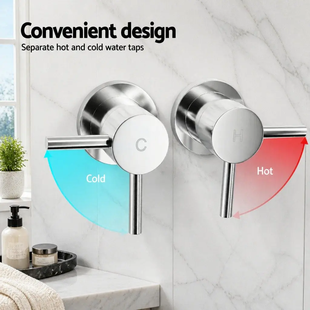 Handheld Shower Head 4.5" Round Silver Chrome Wall Mounted Twin Swivel Bathroom