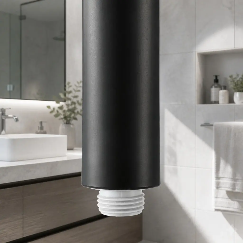 Handheld Shower Head 4.5 Inch 5 Spray Modes High Pressure Black Round Bathroom