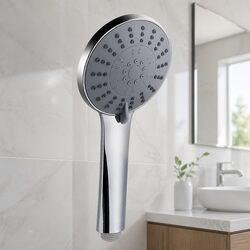 Handheld Shower Head 4.5" High Pressure 5 Spray Modes Round Chrome Bathroom