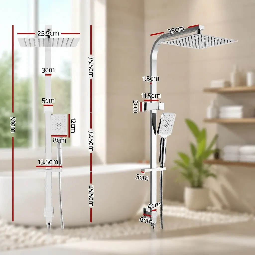 Shower Head Set 10'' Fixed Overhead Handheld 3-Spray Chrome High Pressure