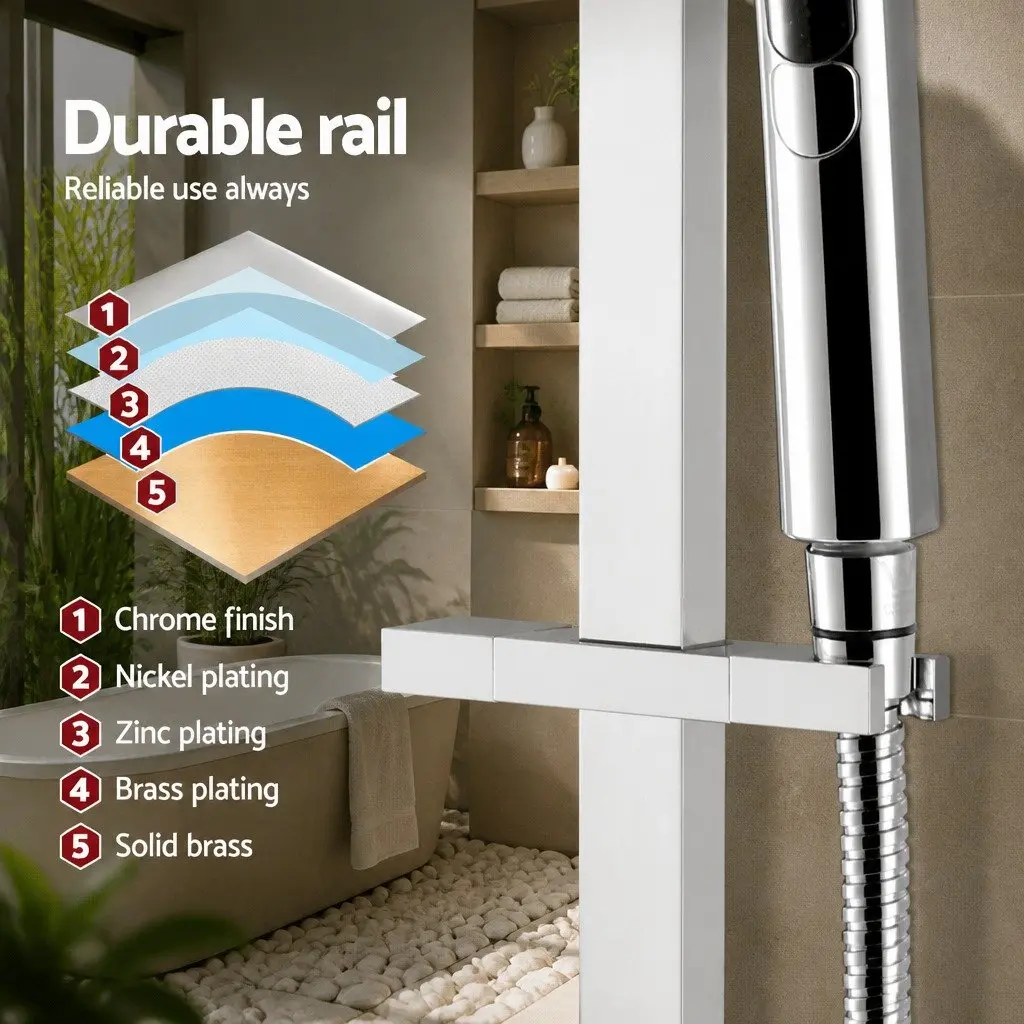 Shower Head Set 10'' Fixed Overhead Handheld 3-Spray Chrome High Pressure