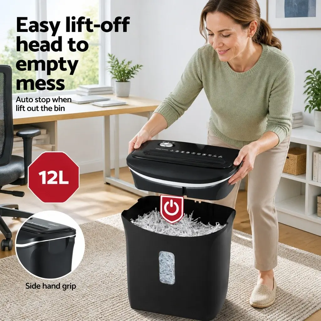 Cross-Cut Paper Shredder 8-Sheet 12L Bin Black Home Office Credit Card Shredder
