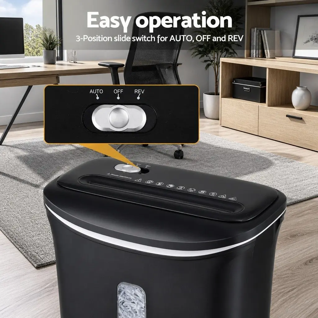 Cross-Cut Paper Shredder 8-Sheet 12L Bin Black Home Office Credit Card Shredder