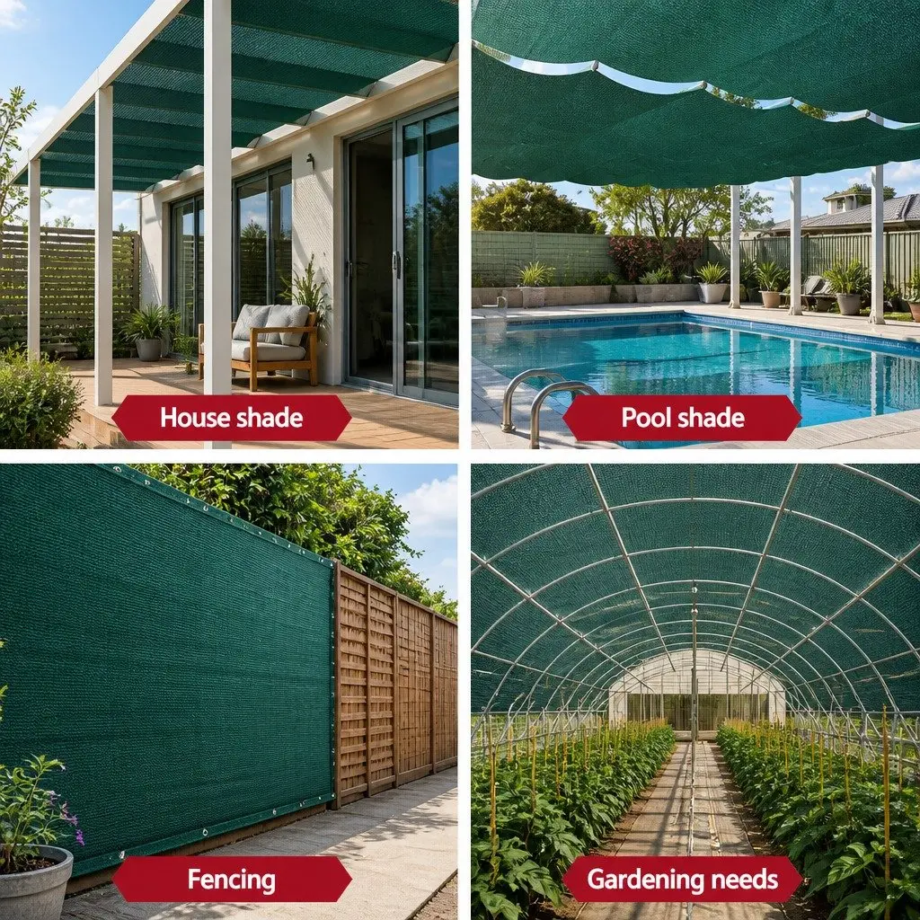 Shade Cloth 30% UV Block 3.66m x 20m Green Heavy Duty for Garden Greenhouse Outdoor Use