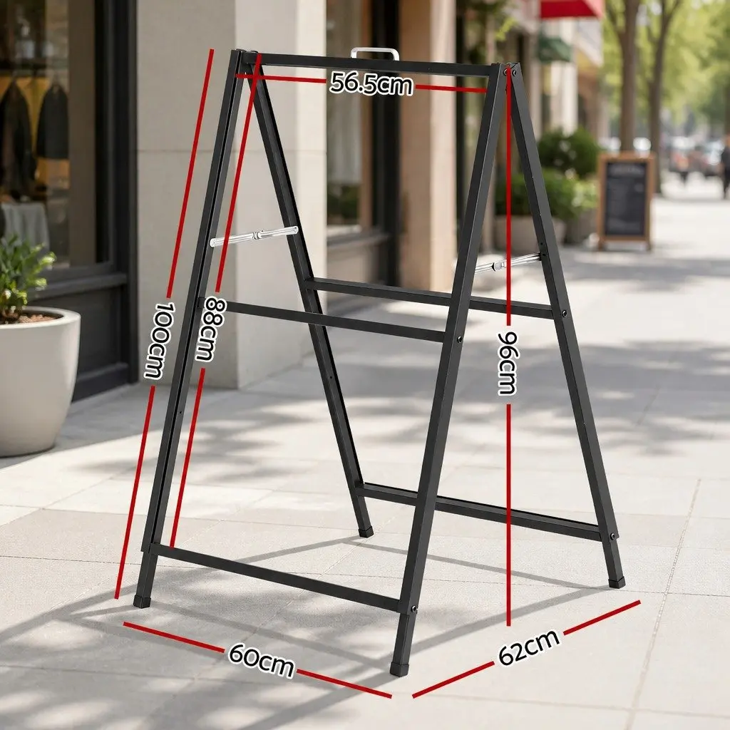 A1 Frame Sign Stand Double Sided Outdoor Advertising Display Board Black 60cm W x 62cm D x 96cm H