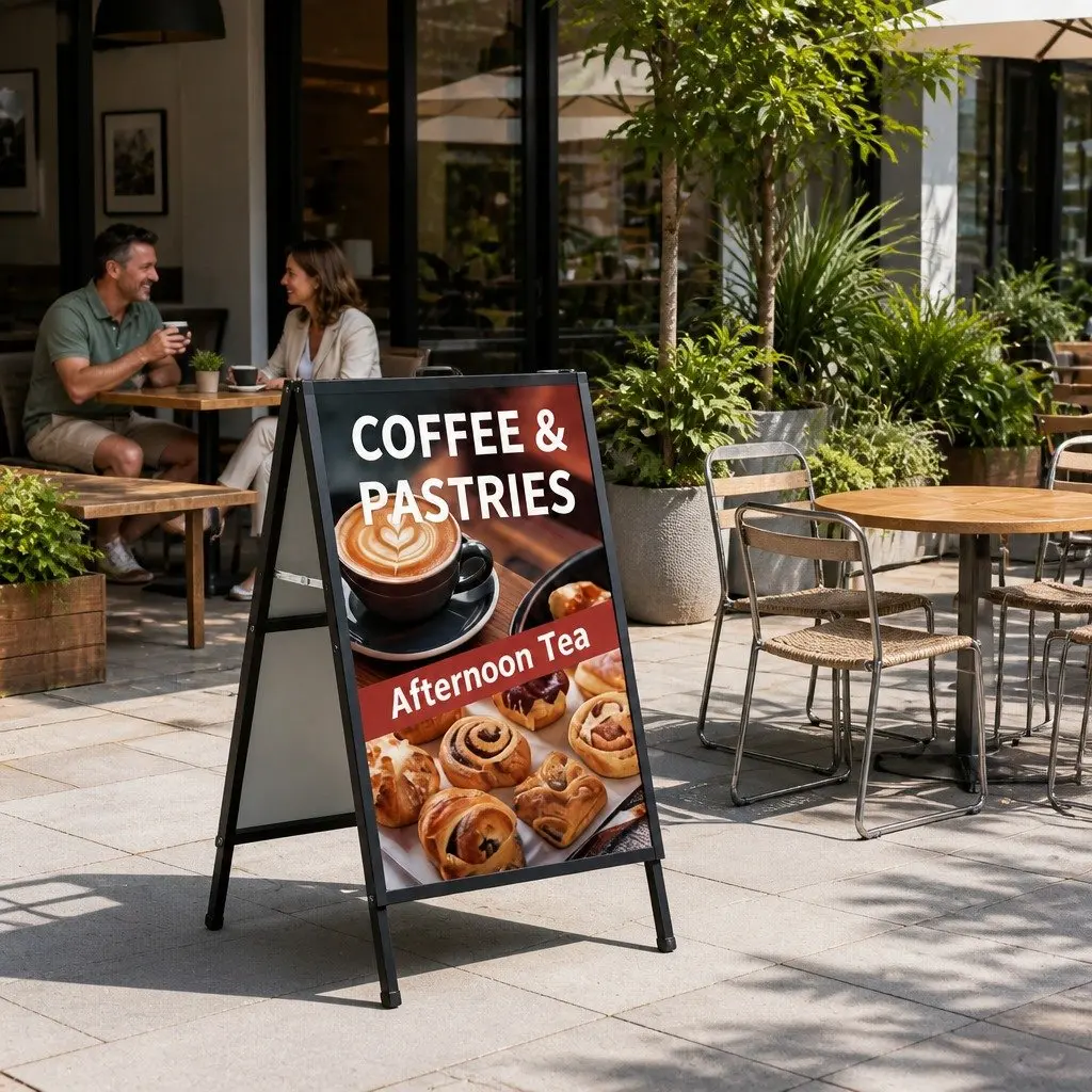 A1 Frame Sign Stand Double Sided Outdoor Advertising Display Board Black 60cm W x 62cm D x 96cm H