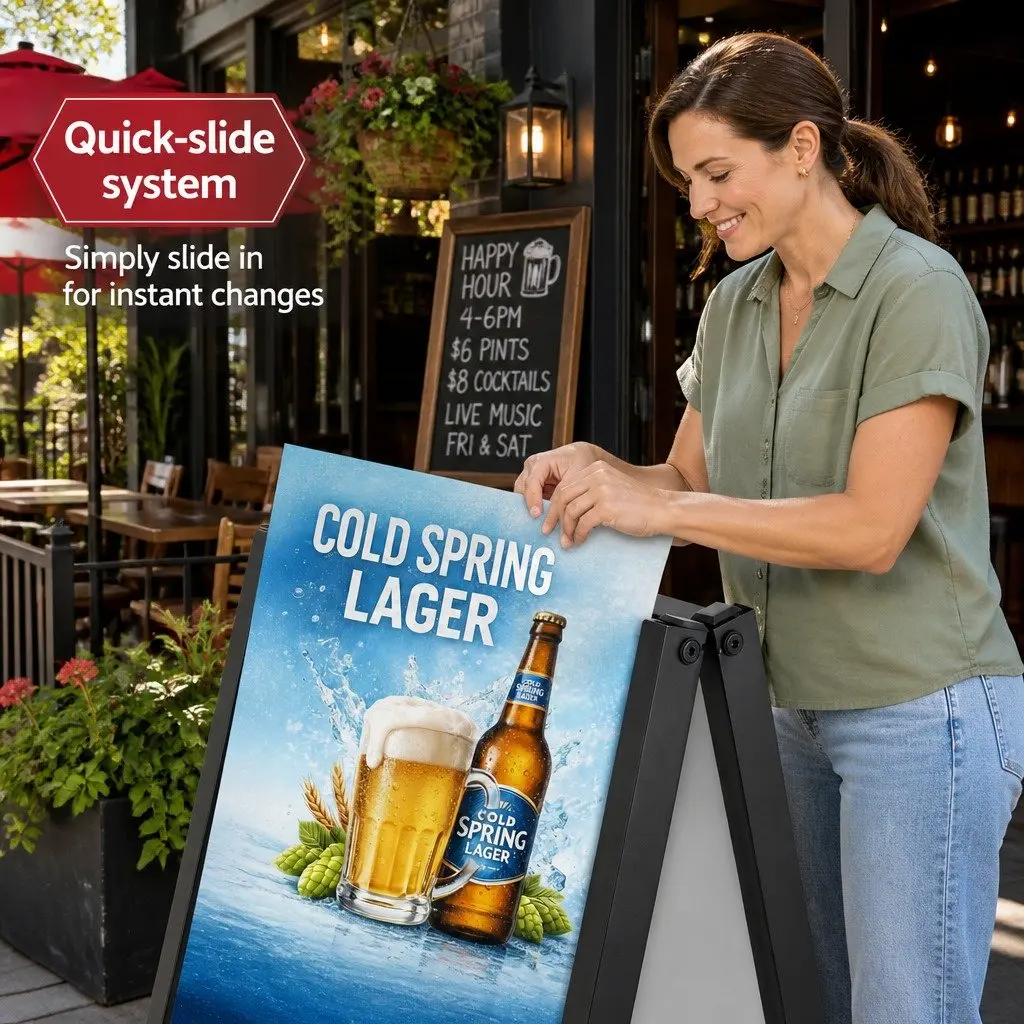 A1 Frame Sign Stand Double Sided Outdoor Advertising Display Board Black 60cm W x 62cm D x 96cm H