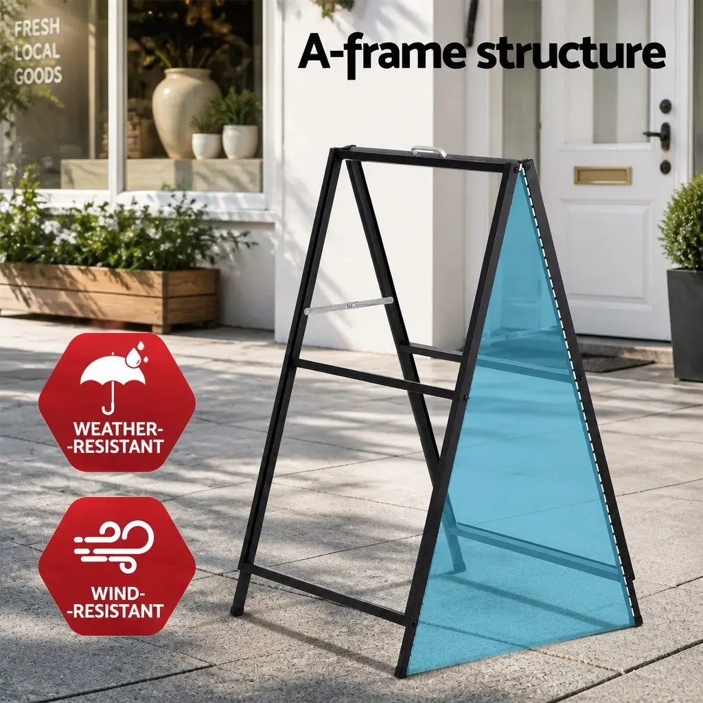 A1 Frame Sign Stand Double Sided Outdoor Advertising Display Board Black 60cm W x 62cm D x 96cm H
