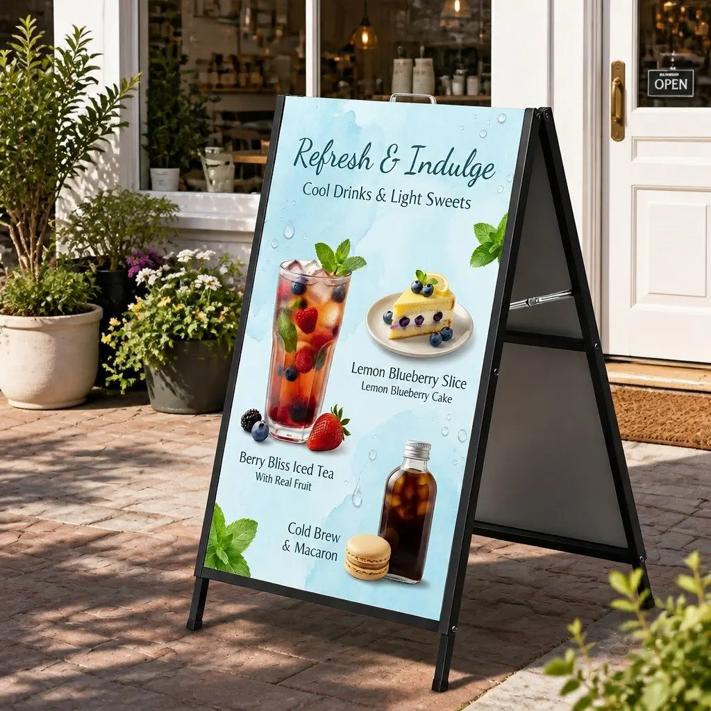A1 Frame Sign Stand Double Sided Outdoor Advertising Display Board Black 60cm W x 62cm D x 96cm H