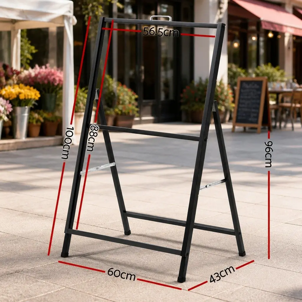A1 Frame Sign Stand Outdoor Advertising Single Sided Black 60cm x 43cm x 96cm