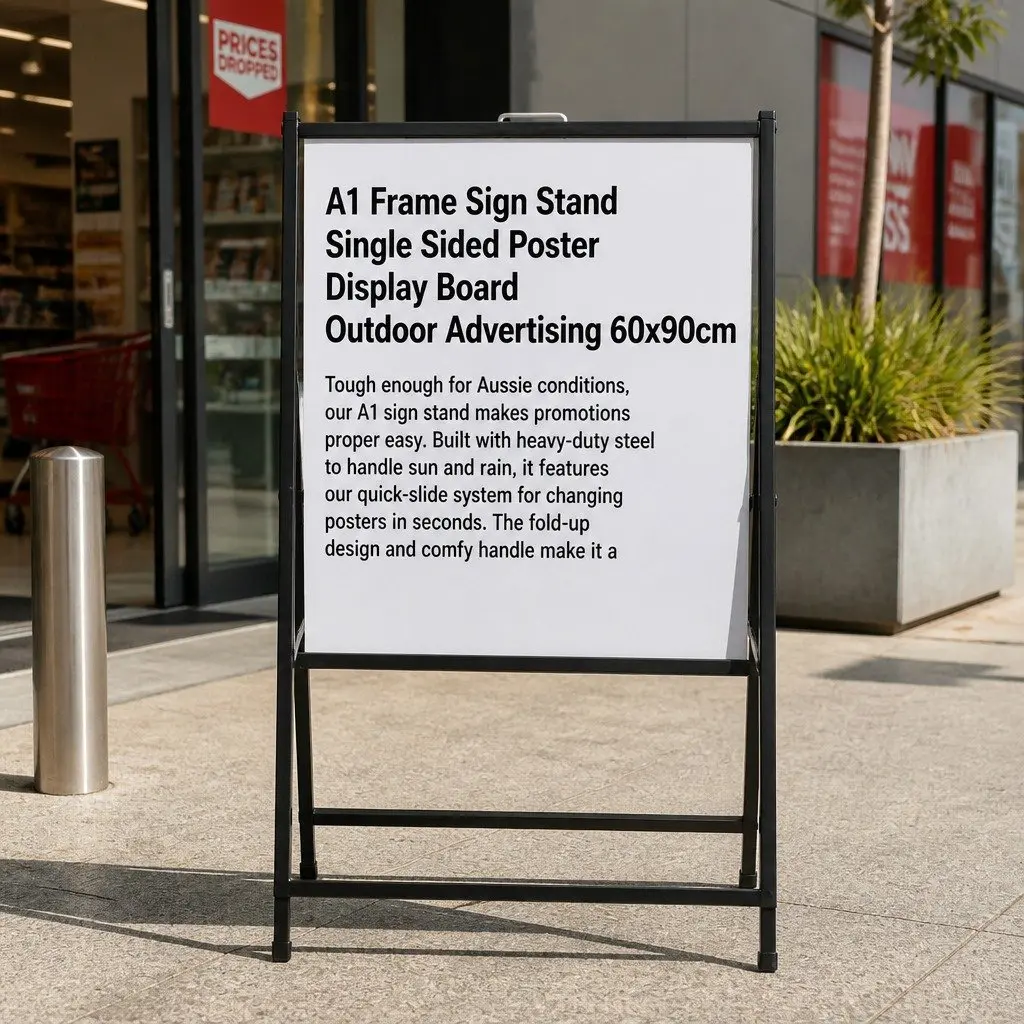 A1 Frame Sign Stand Outdoor Advertising Single Sided Black 60cm x 43cm x 96cm