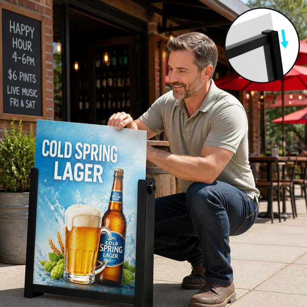 A1 Frame Sign Stand Outdoor Advertising Single Sided Black 60cm x 43cm x 96cm