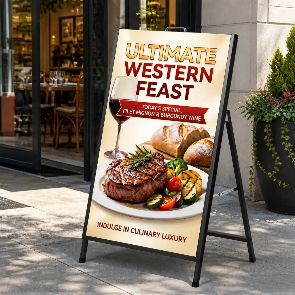 A1 Frame Sign Stand Outdoor Advertising Single Sided Black 60cm x 43cm x 96cm