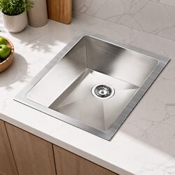 Stainless Steel Kitchen Sink 45x39cm Single Bowl Silver Basin Undermount Drop-in
