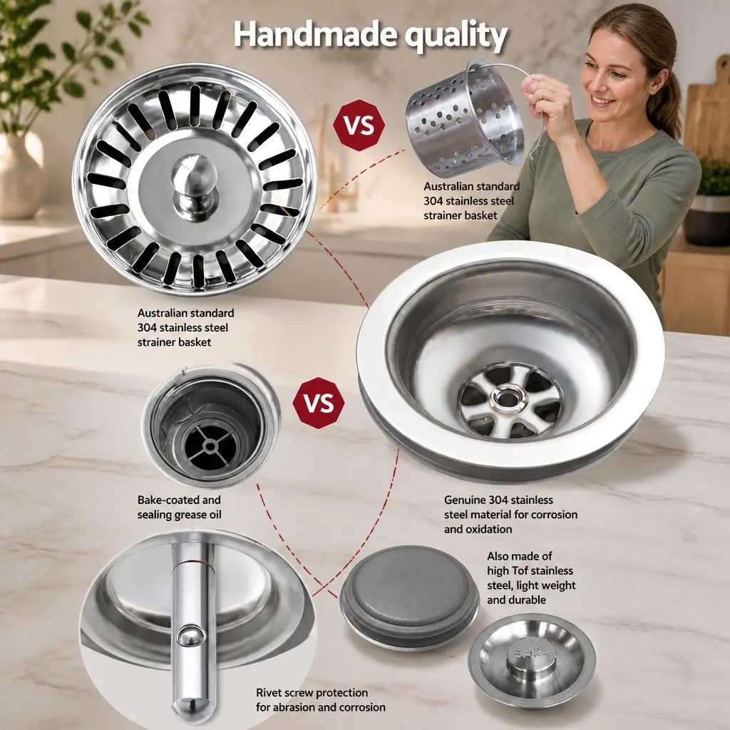 Stainless Steel Kitchen Sink 44x34cm Single Bowl Nano Basin Drop-in Undermount