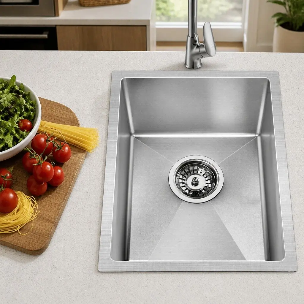 Stainless Steel Kitchen Sink 44x34cm Single Bowl Nano Basin Drop-in Undermount