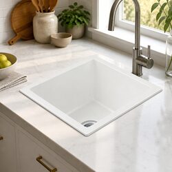 Reliable White Granite Composite Sink, 38x38cm