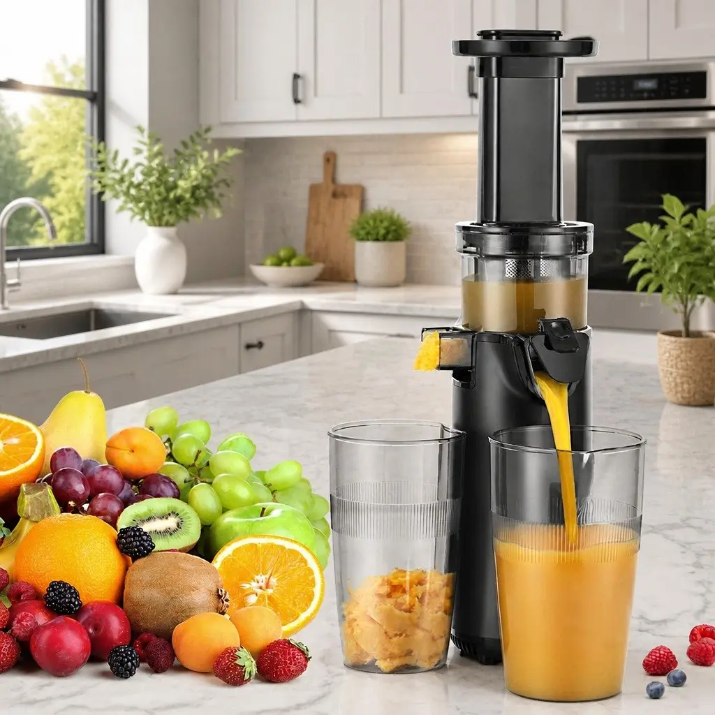 Cold Press Slow Juicer Fruit Juice Extractor 130W Masticating Auger Black