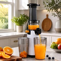Slow Juicer Cold Press Fruit Juice Extractor 130W White Home Kitchen Machine