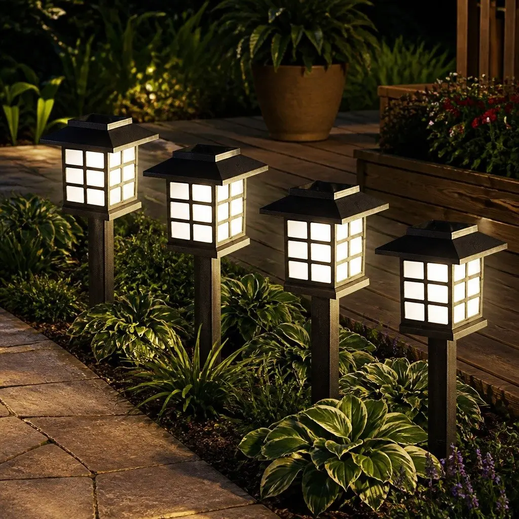 Solar Powered Garden Landscape Lights 12 LED Set Outdoor Patio Pathway Lighting