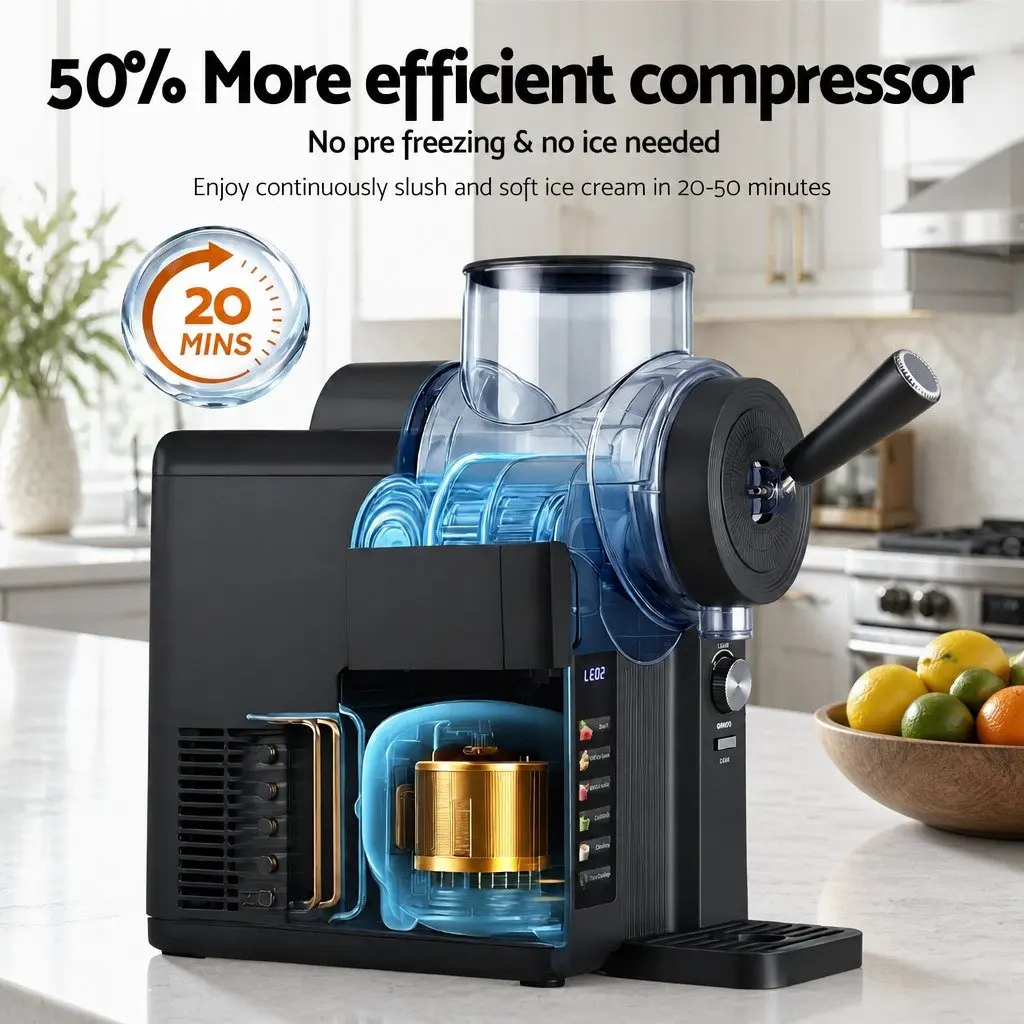Slushie Machine Ice Cream Maker 2L Black for Frozen Smoothies Milkshakes