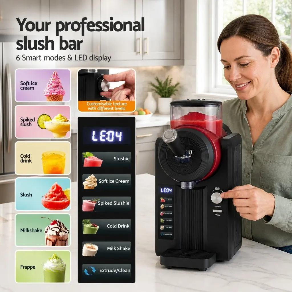 Slushie Machine Ice Cream Maker 2L Black for Frozen Smoothies Milkshakes