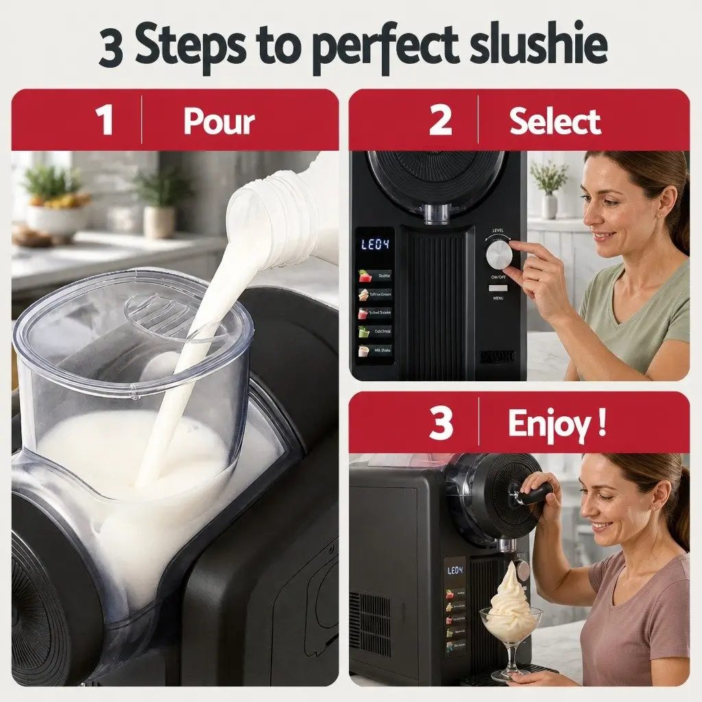 Slushie Machine Ice Cream Maker 2L Black for Frozen Smoothies Milkshakes