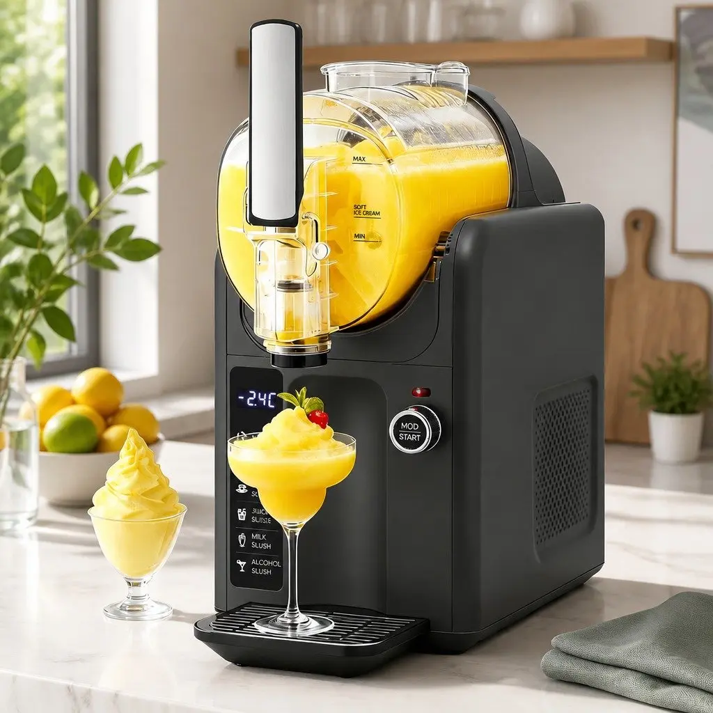 Ice Cream Maker Slushie Machine 2L Grey Soft Serve Home Appliance for Frozen Drinks