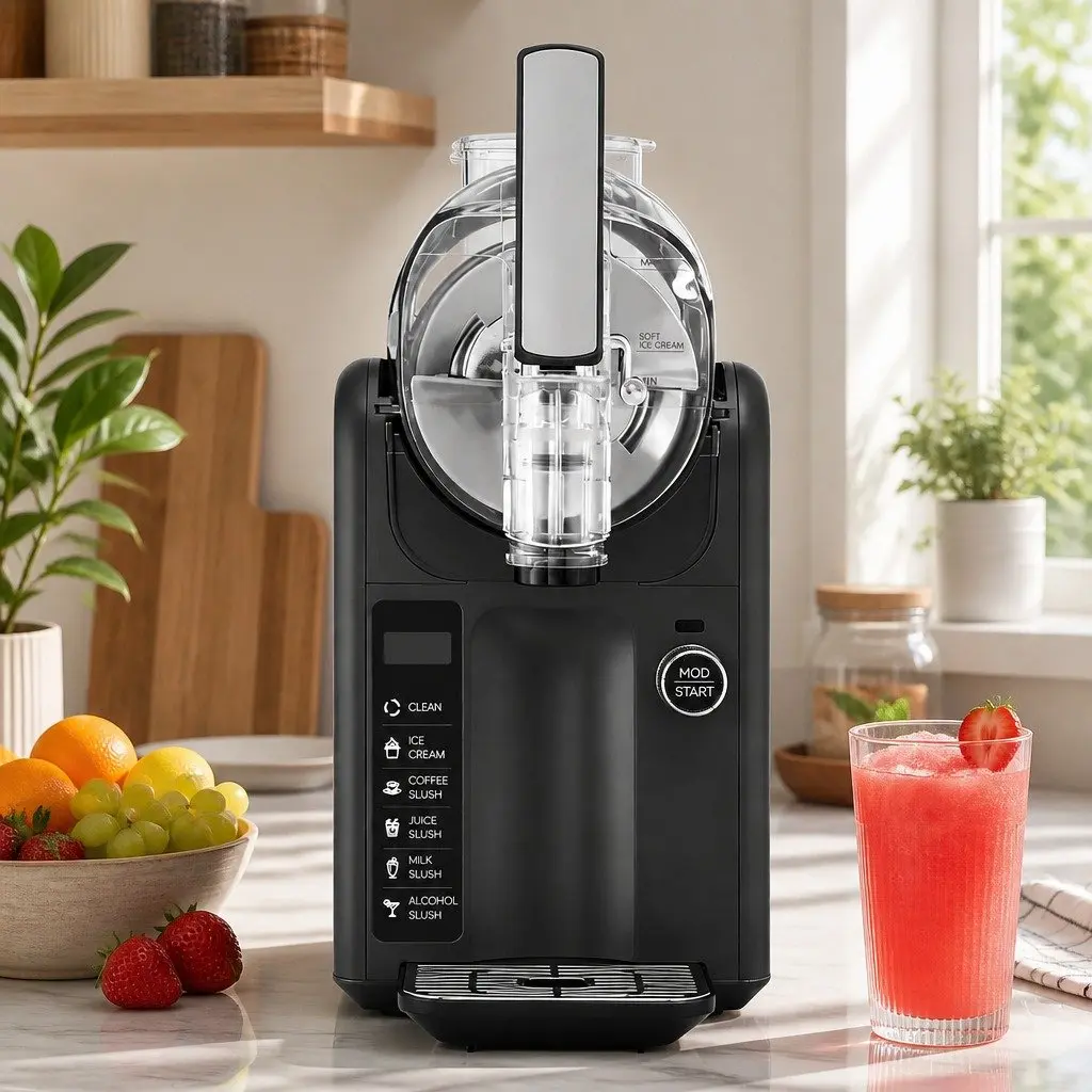 Ice Cream Maker Slushie Machine 2L Grey Soft Serve Home Appliance for Frozen Drinks