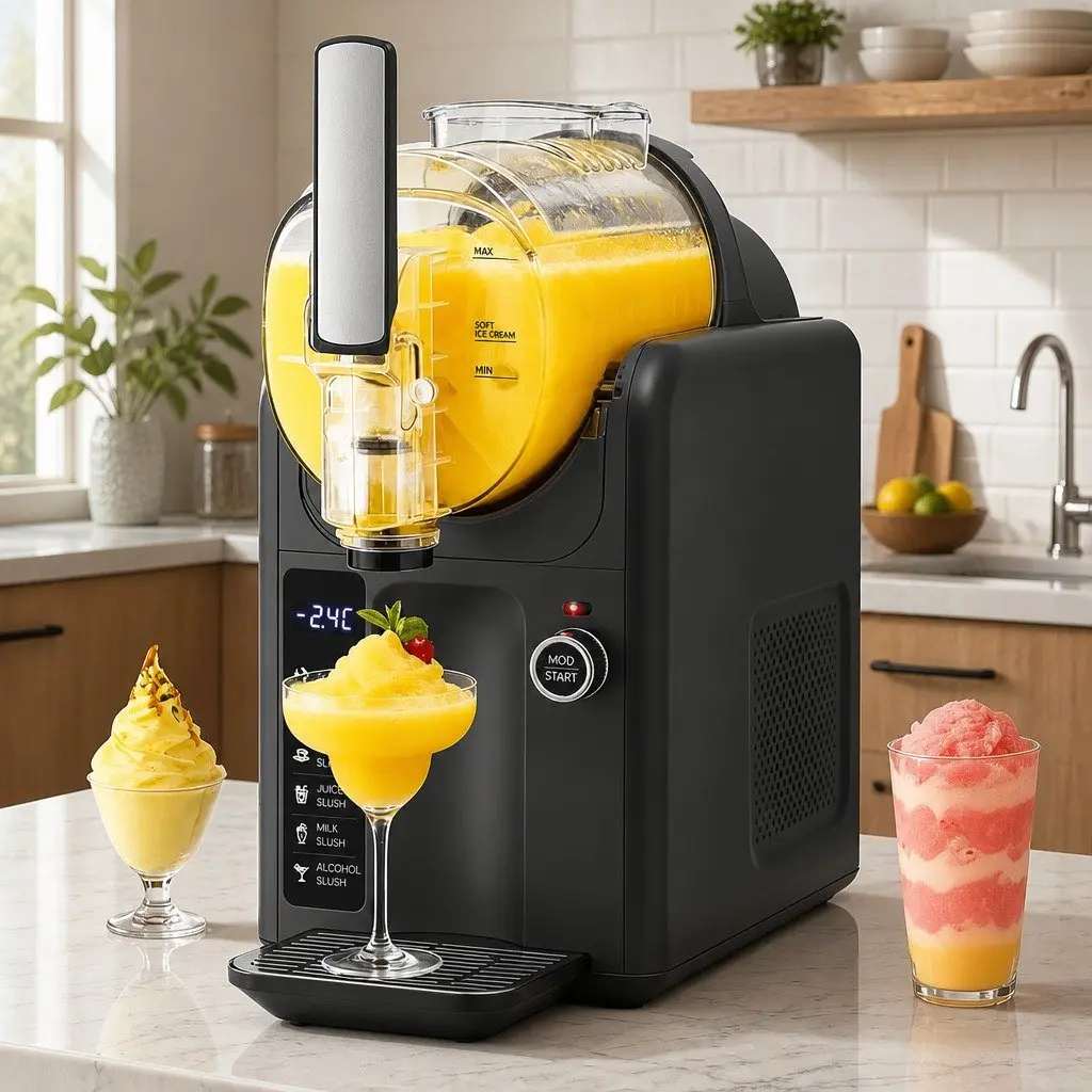 Ice Cream Maker Slushie Machine 2L Grey Soft Serve Home Appliance for Frozen Drinks