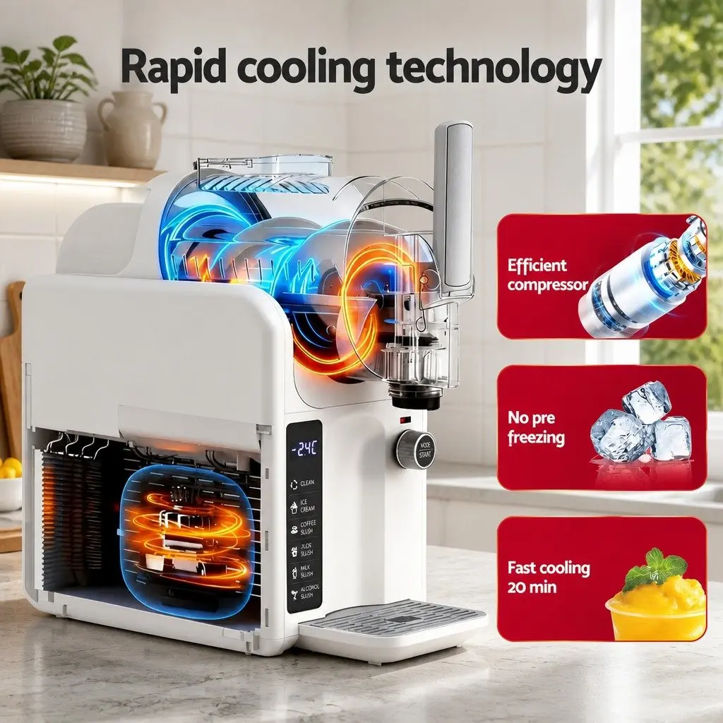 5in1 Slushie Machine Ice Cream Maker 2L White Frozen Dessert Maker