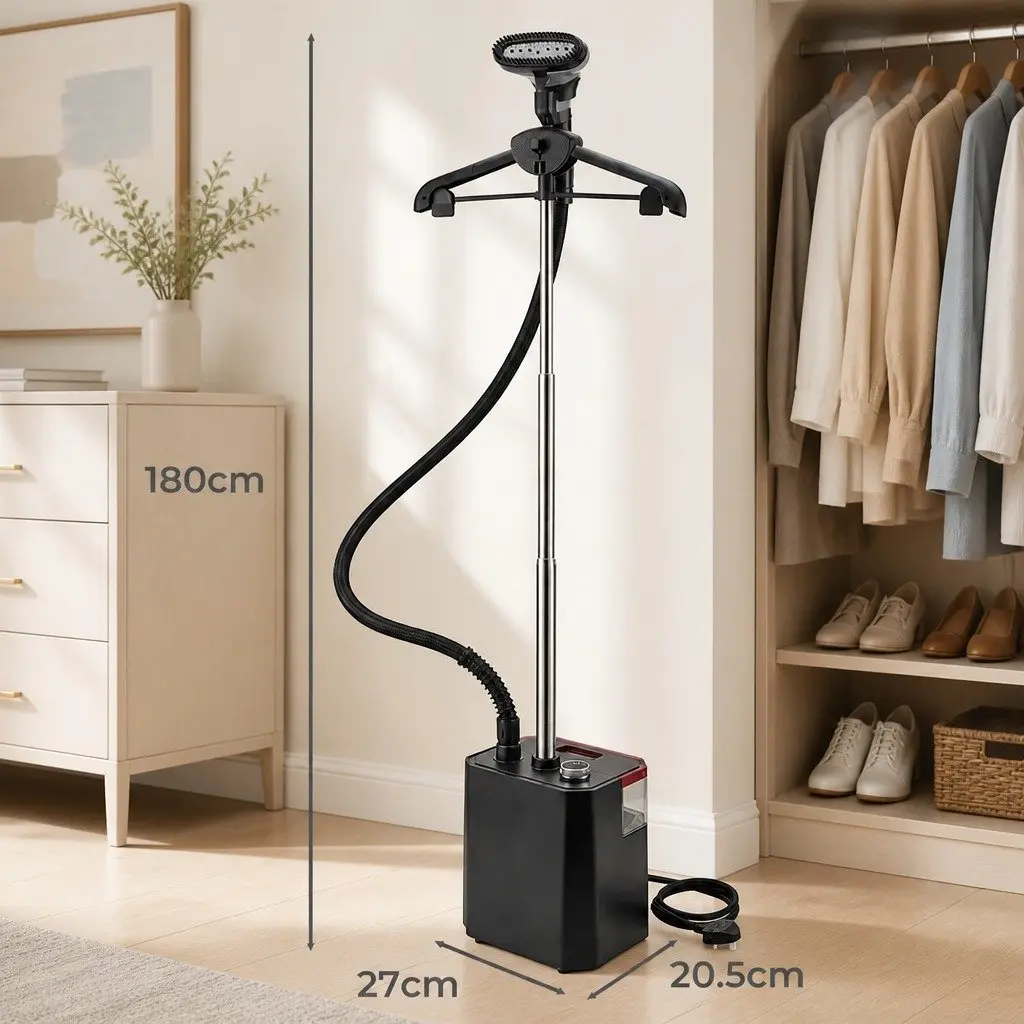 Garment Steamer 2200W Upright 2.9L Black Fast Heat 45s 3 Level
