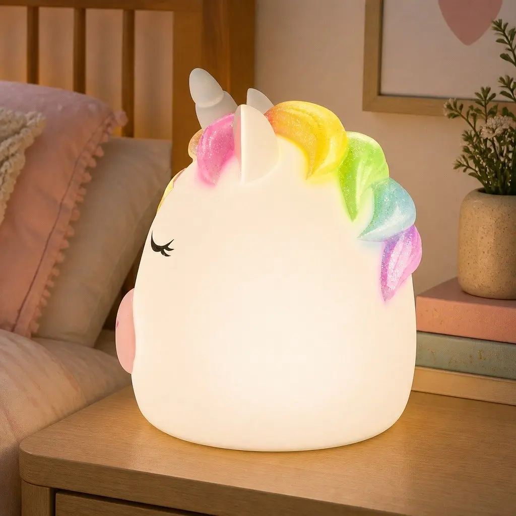Unicorn Table Lamp Kids Bedroom Night Light Soft Warm LED Cosy Decorative