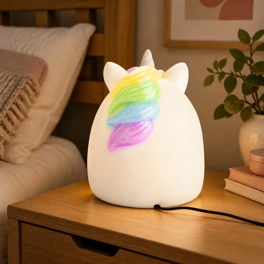 Unicorn Table Lamp Kids Bedroom Night Light Soft Warm LED Cosy Decorative