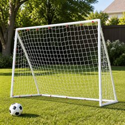 8FT Soccer Football Goal Net UPVC Frame PE Mesh Weatherproof Portable Backyard
