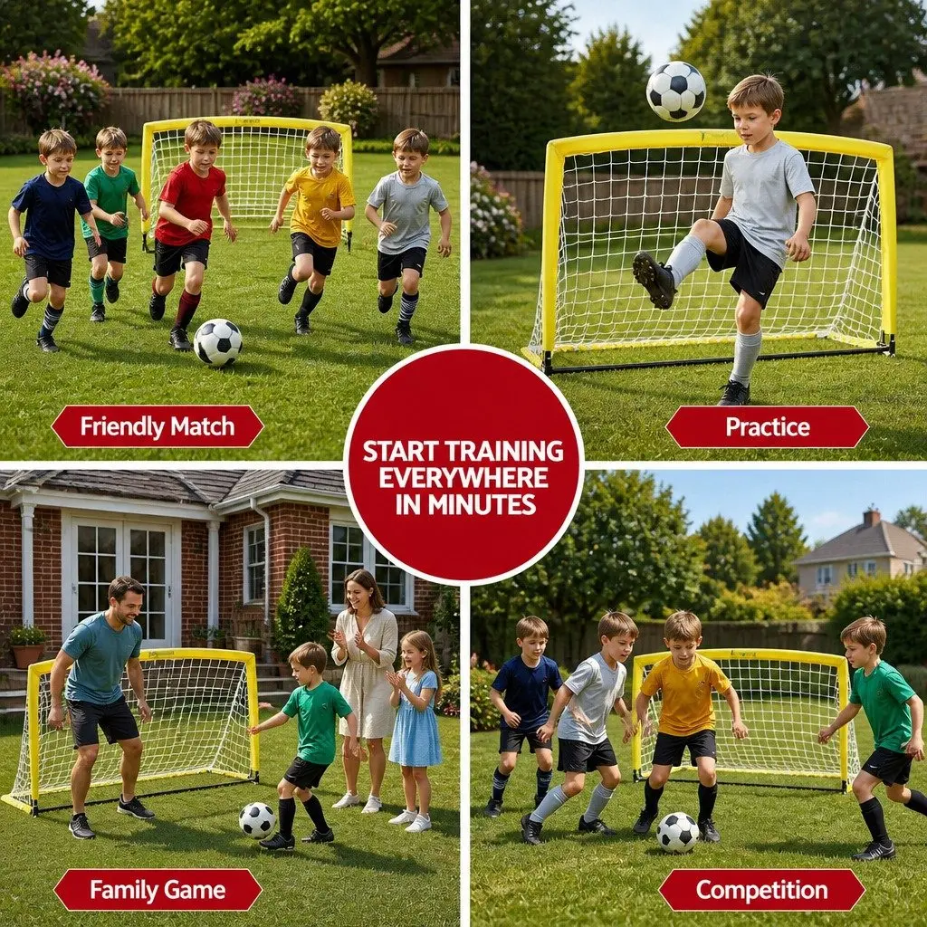 Portable Soccer Goal Net 2m Football Training Rebounder Yellow Lightweight