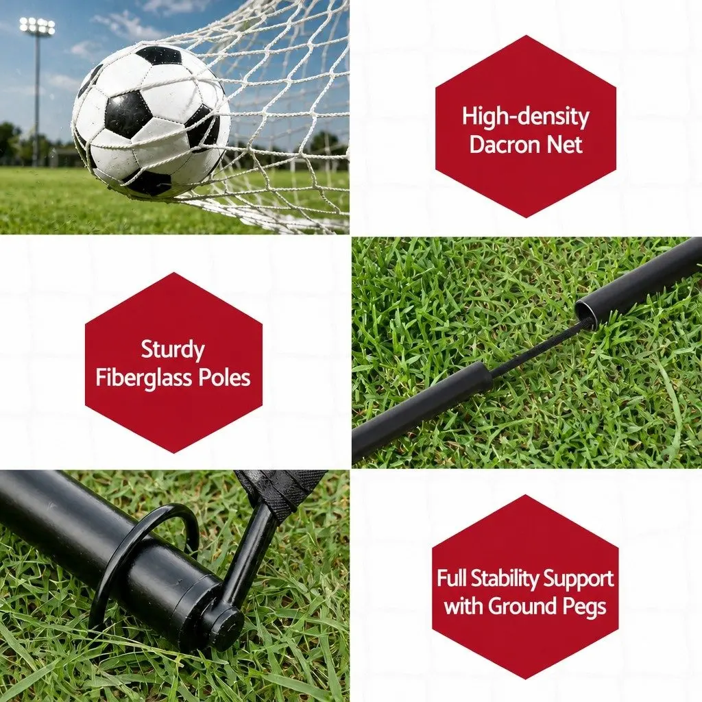 Portable Soccer Goal Net 2m Football Training Rebounder Yellow Lightweight