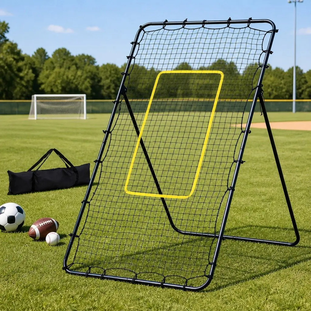 7ft Adjustable Rebounder Net Multi-Sport Training Football Baseball Volleyball Black