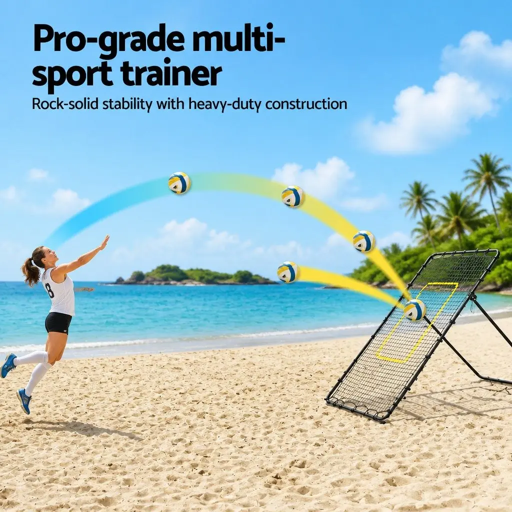 7ft Adjustable Rebounder Net Multi-Sport Training Football Baseball Volleyball Black