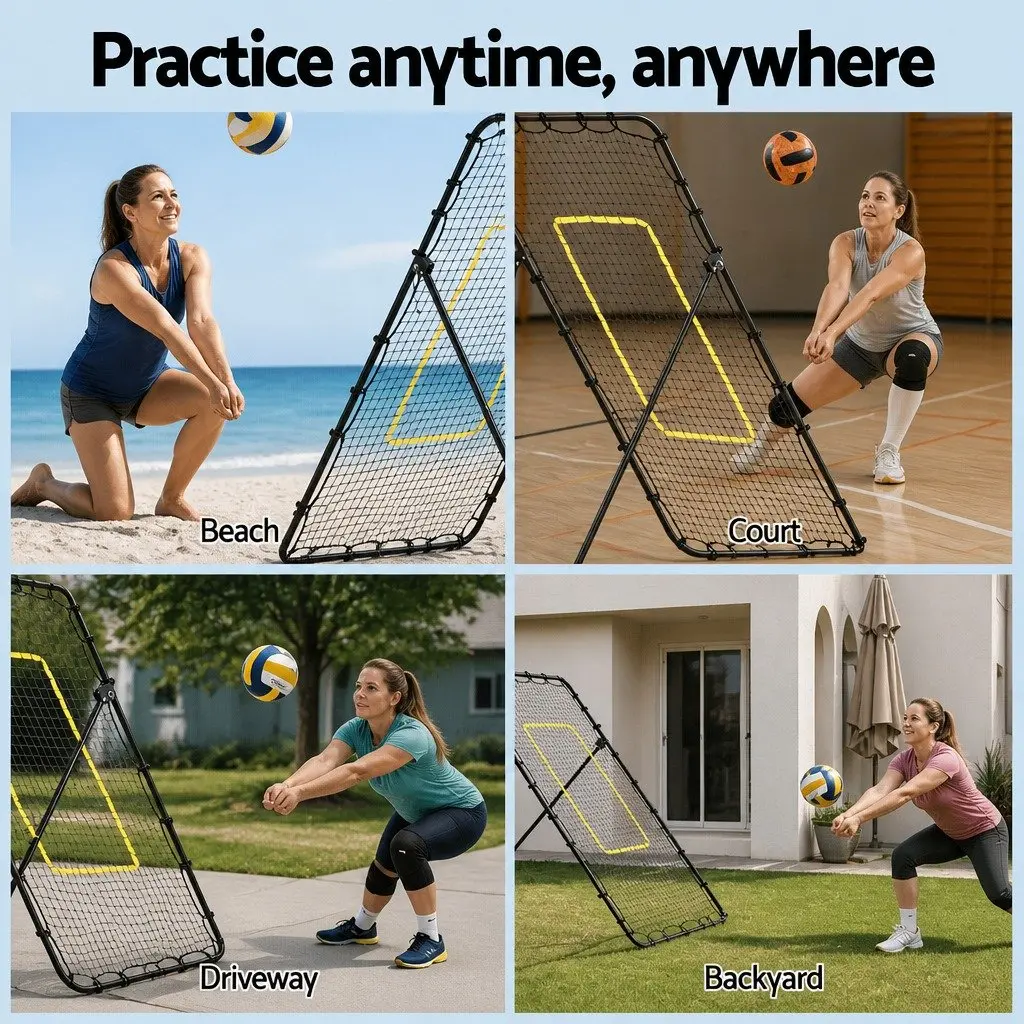 7ft Adjustable Rebounder Net Multi-Sport Training Football Baseball Volleyball Black