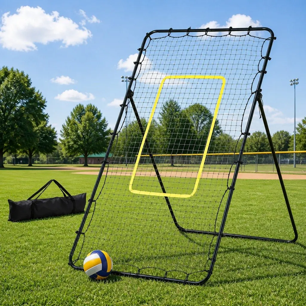 7ft Adjustable Rebounder Net Multi-Sport Training Football Baseball Volleyball Black