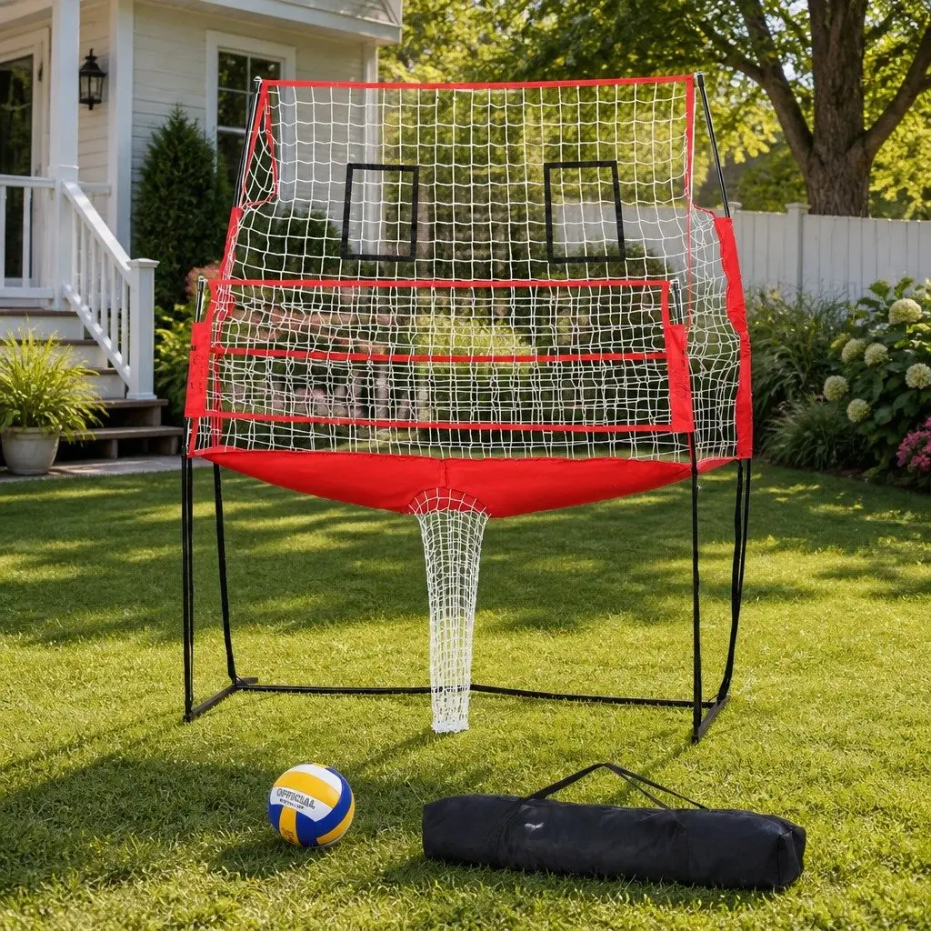 Volleyball Net Training Equipment Adjustable Height Portable Red 244 x 107 x 335 cm