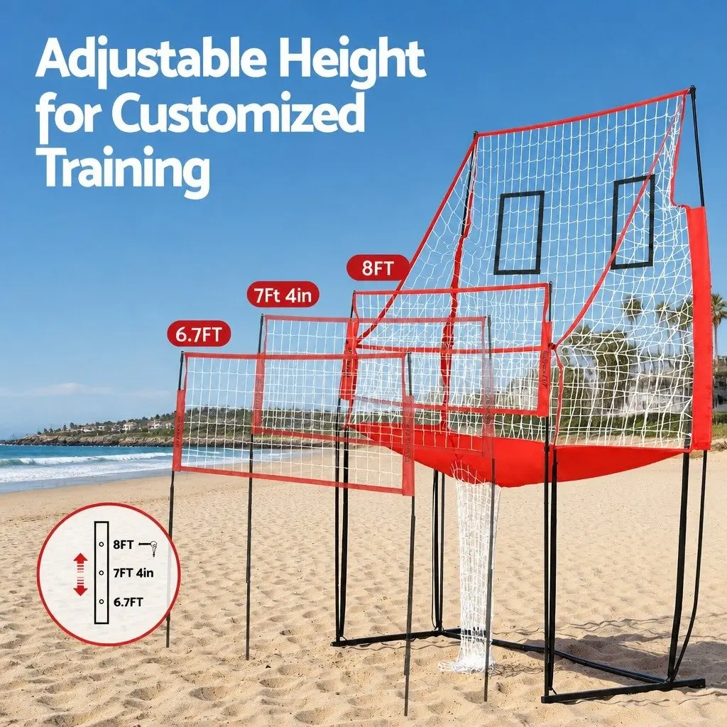 Volleyball Net Training Equipment Adjustable Height Portable Red 244 x 107 x 335 cm