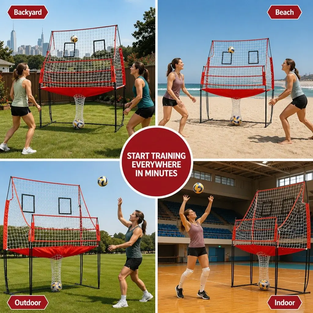 Volleyball Net Training Equipment Adjustable Height Portable Red 244 x 107 x 335 cm